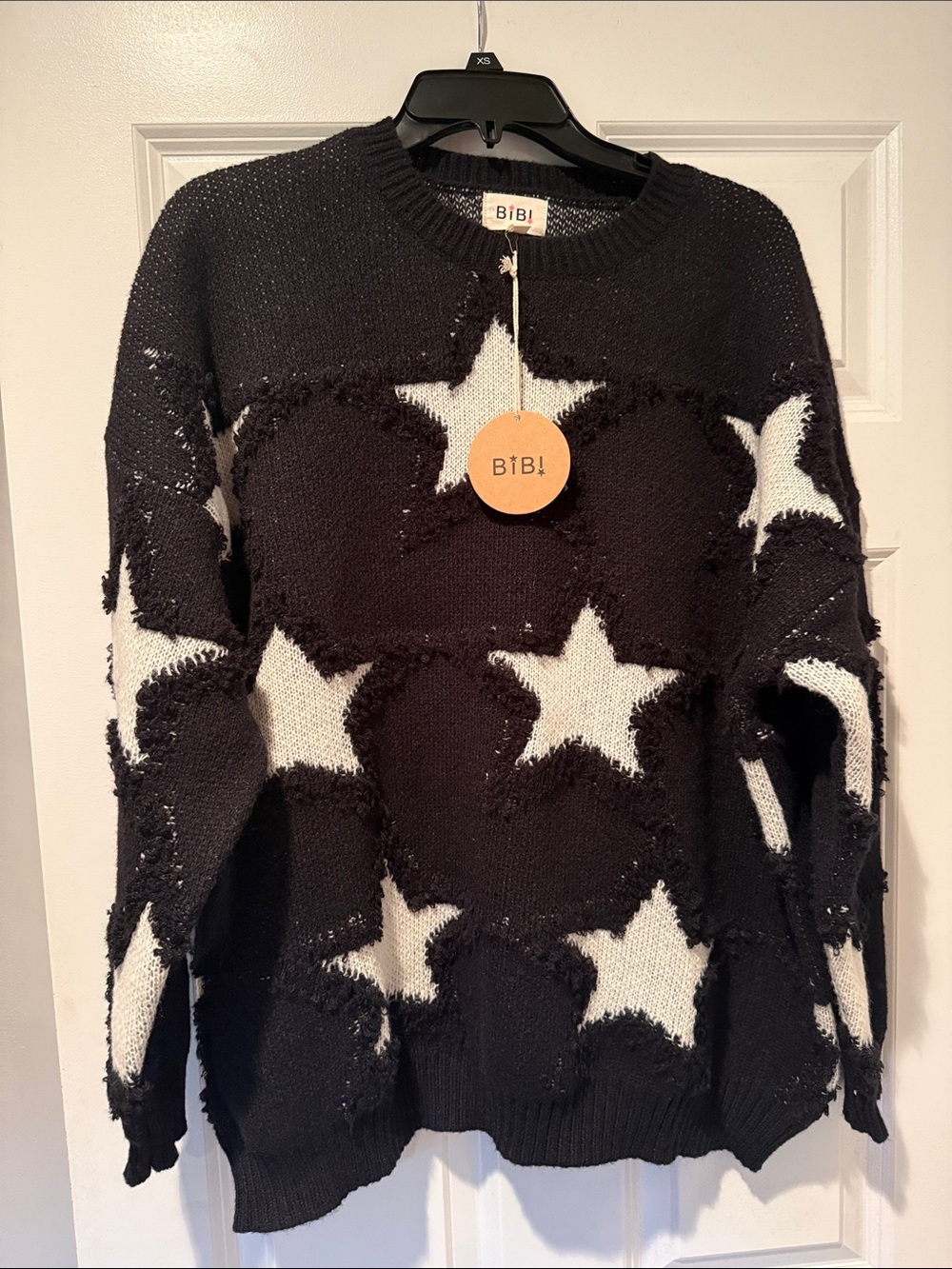 BiBi Black Sweater with White Star Motif